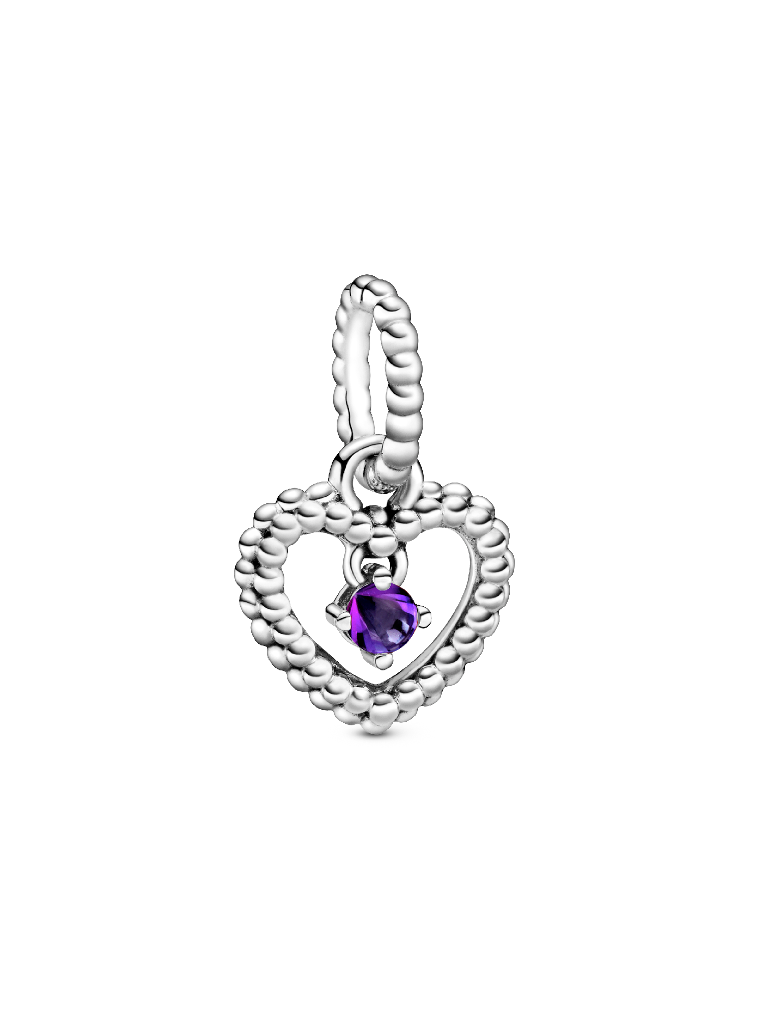 Heart sterling silver dangle with purple crystal