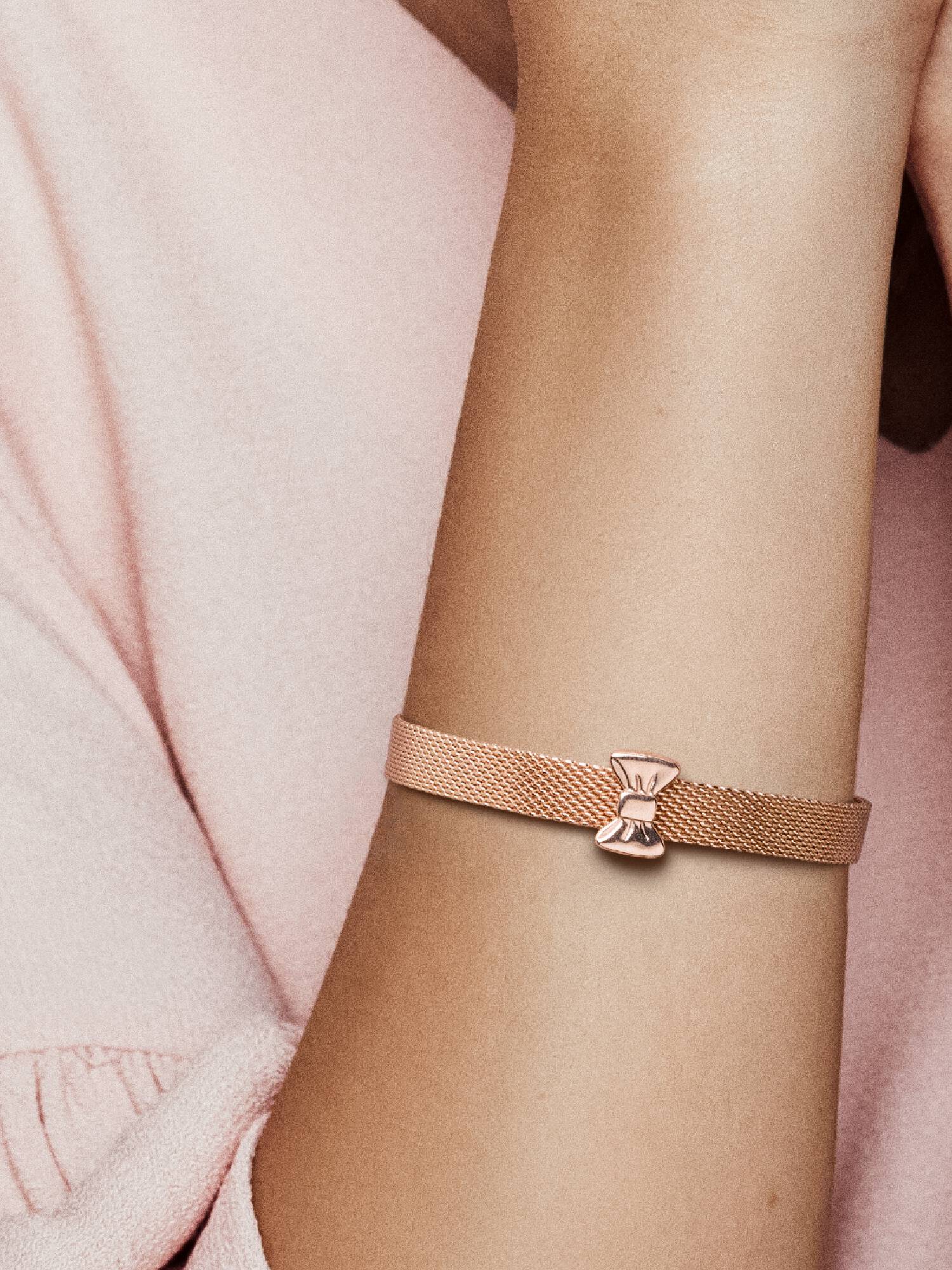 PANDORA Reflexions bow clip charm in PANDORA Rose