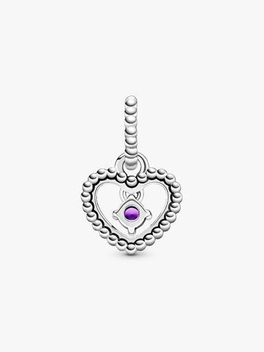 Heart sterling silver dangle with purple crystal