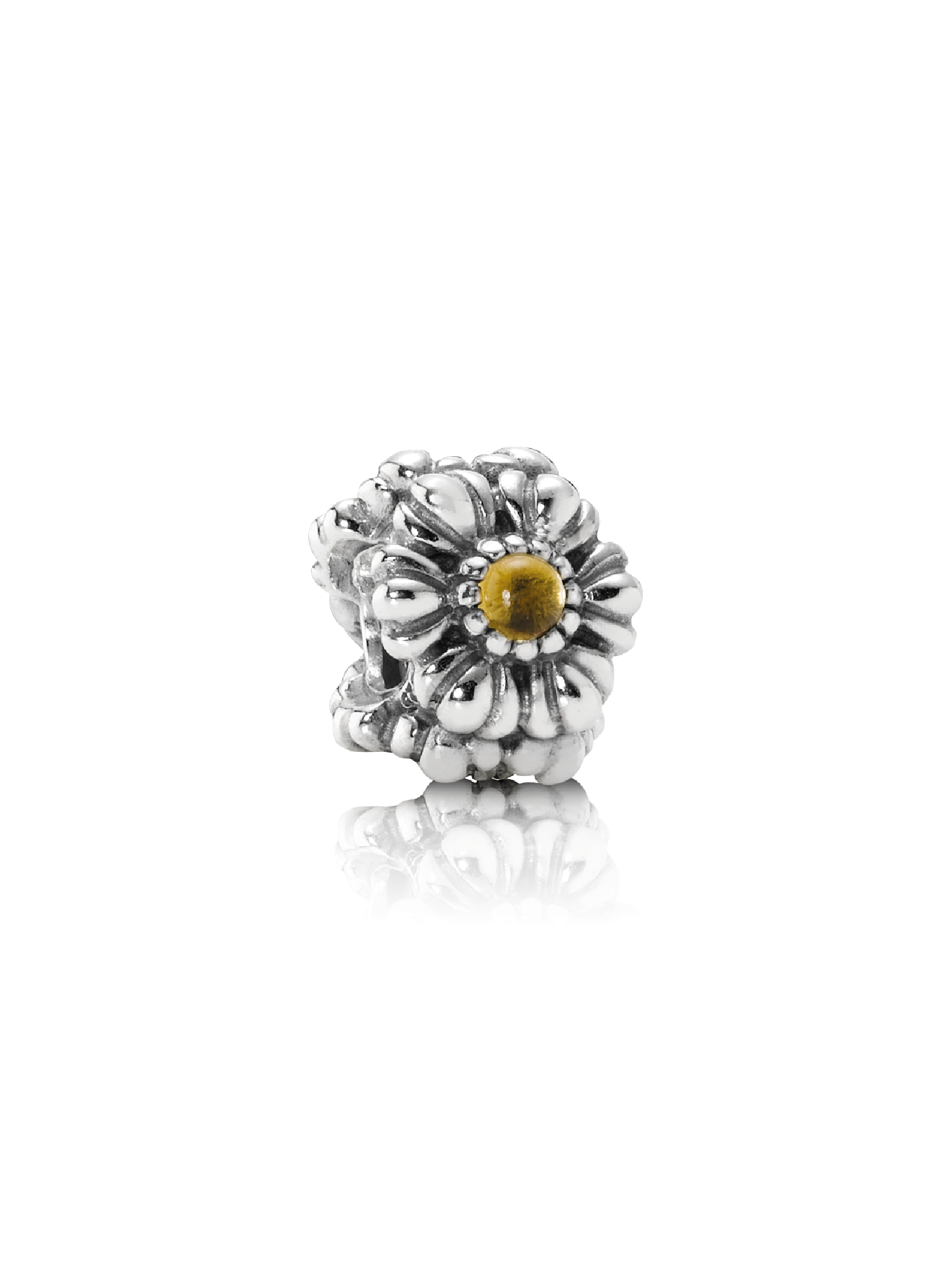 Birthstone flower November silver charm, yellow citrine