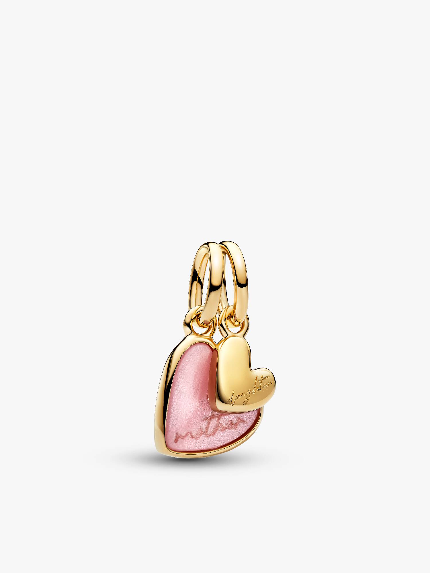 Charm pendente divisível “Mãe e Filha” rosa.