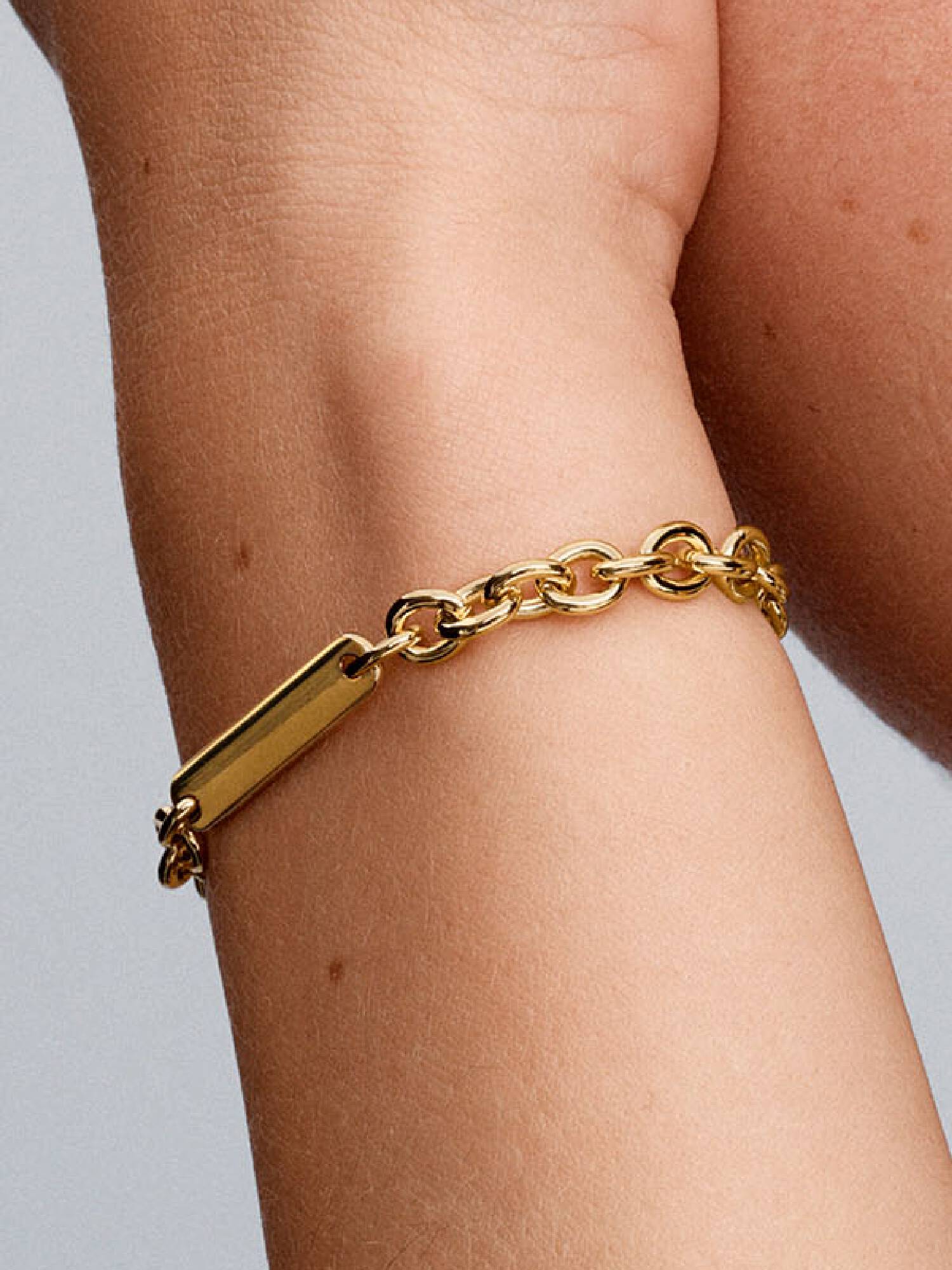 Pulseira de Elos com Barra Gravável