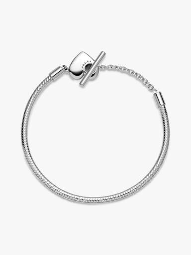 Pulseira Corrente Snake com Fecho em T e Coração