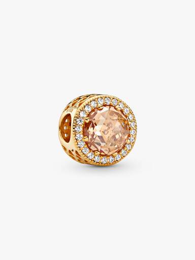 Abstract PANDORA Shine charm with clear and light golden coloured cubic zirconia