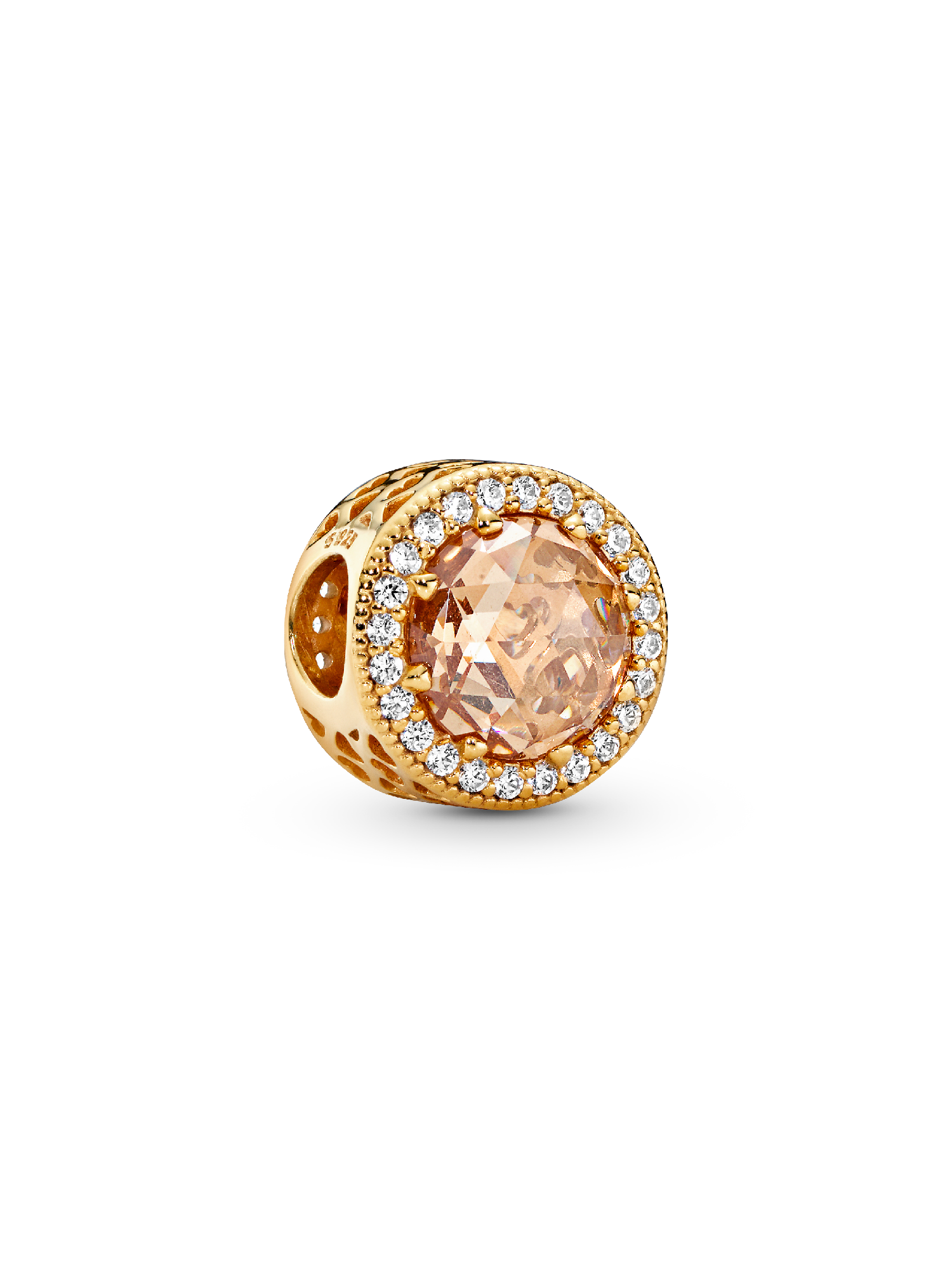 Abstract PANDORA Shine charm with clear and light golden coloured cubic zirconia