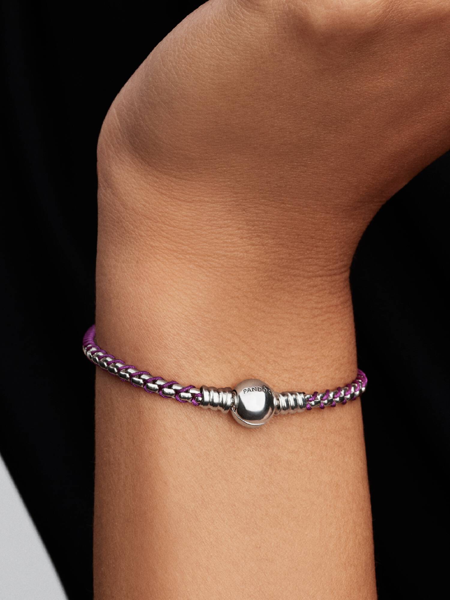 Pulseira Corrente Snake Cordão Roxo
