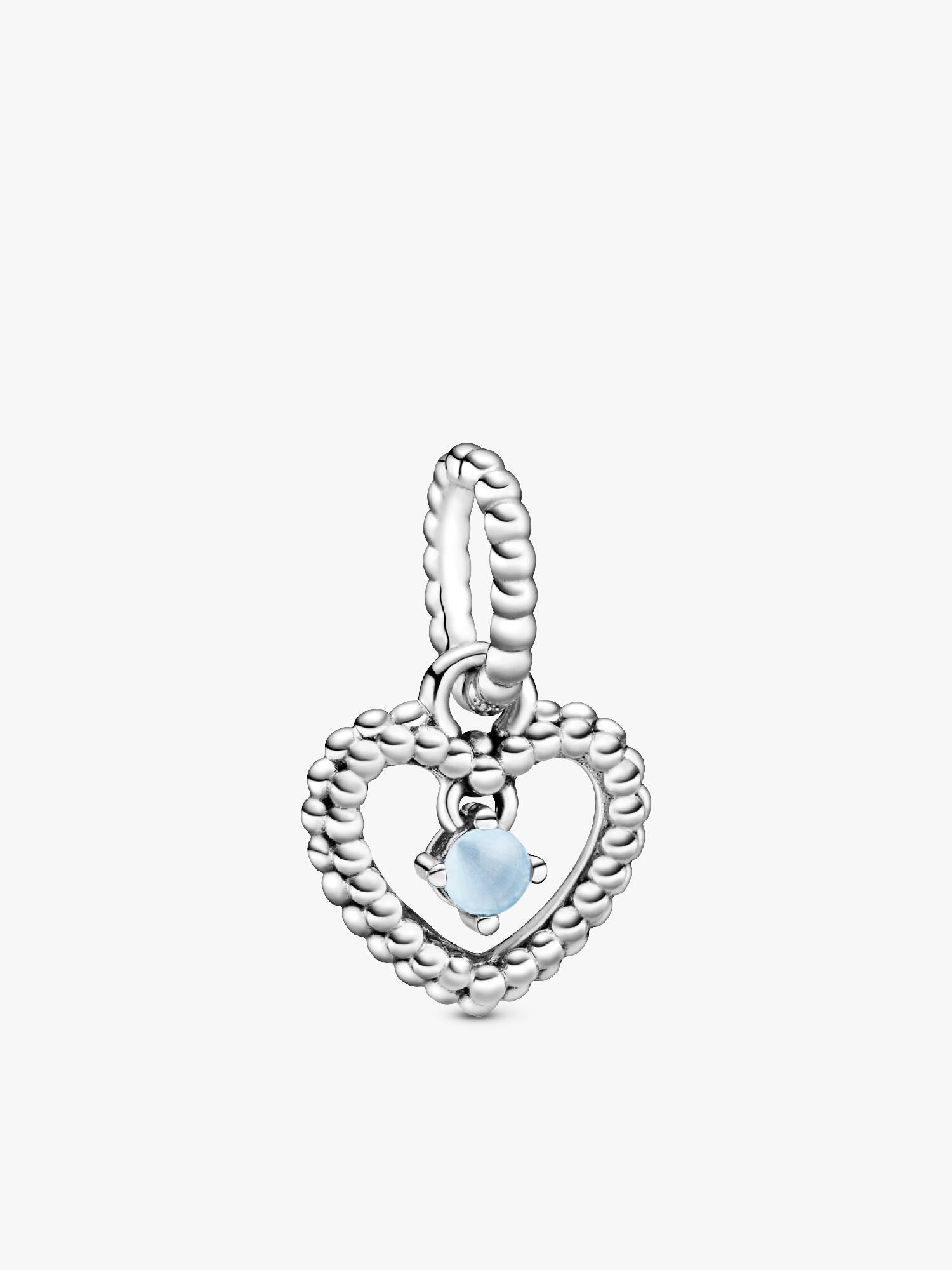 Heart sterling silver dangle with sky blue crystal