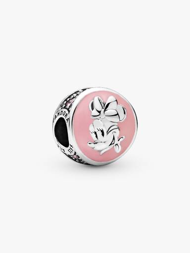 Disney Minnie silver charm with pink enamel, clear and pink cubic zirconia