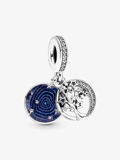 Charm Pendente Duplo Árvore e Lua Galáctica