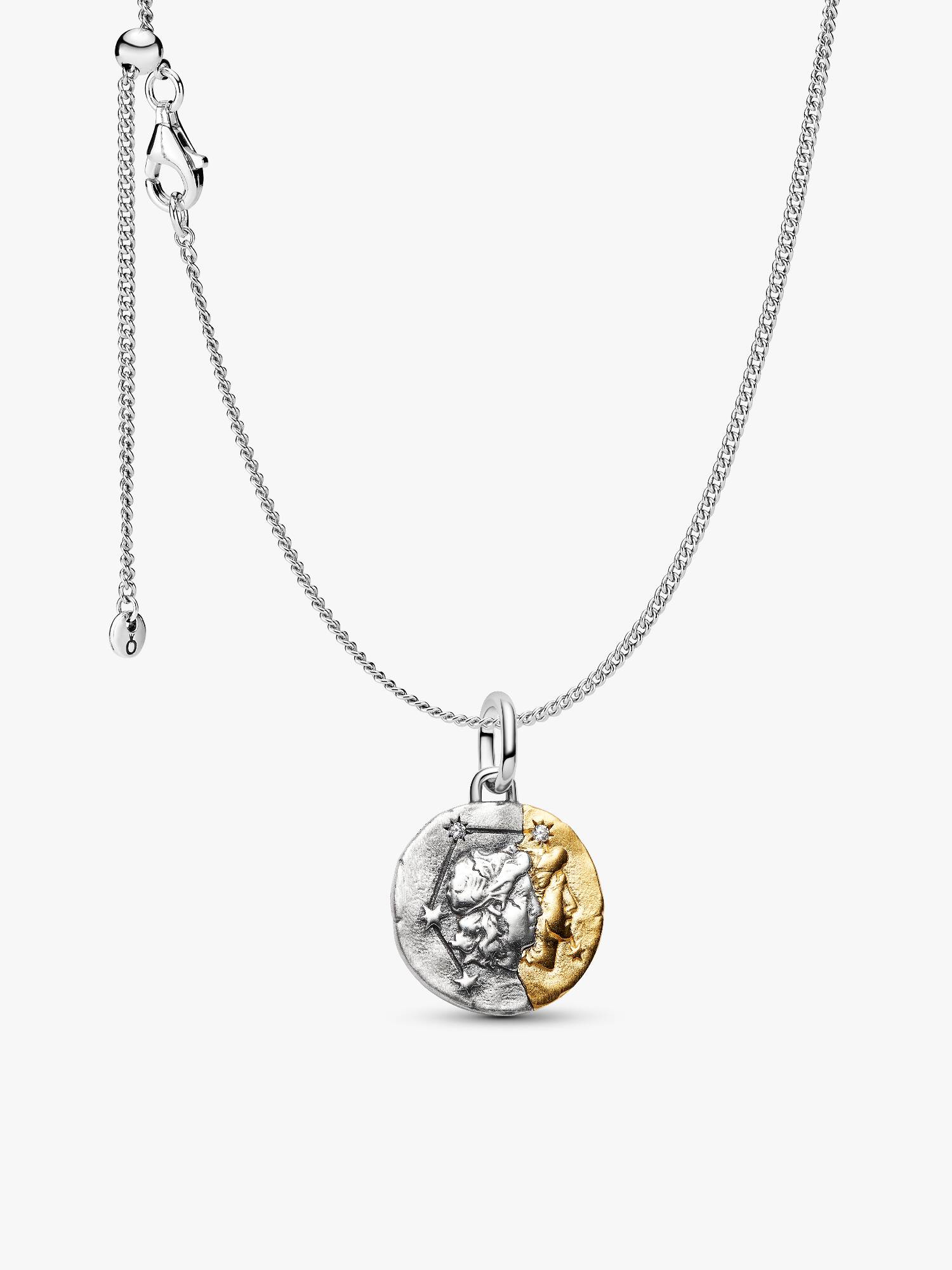 Conjunto de Colar com Charm Medalhão de Gêmeos