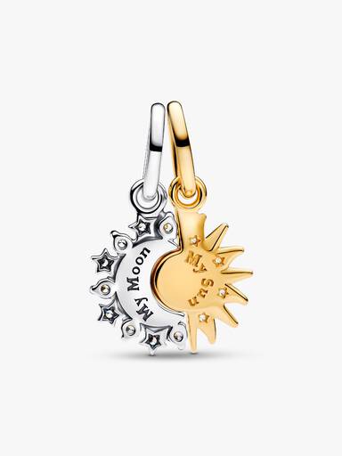 Charm pendente divisível de sol e lua