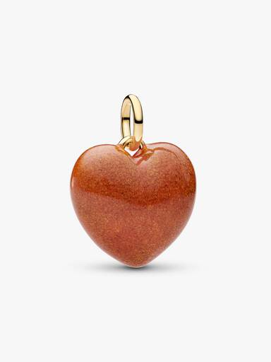 Charm Pendente de Coração Curvo Laranja