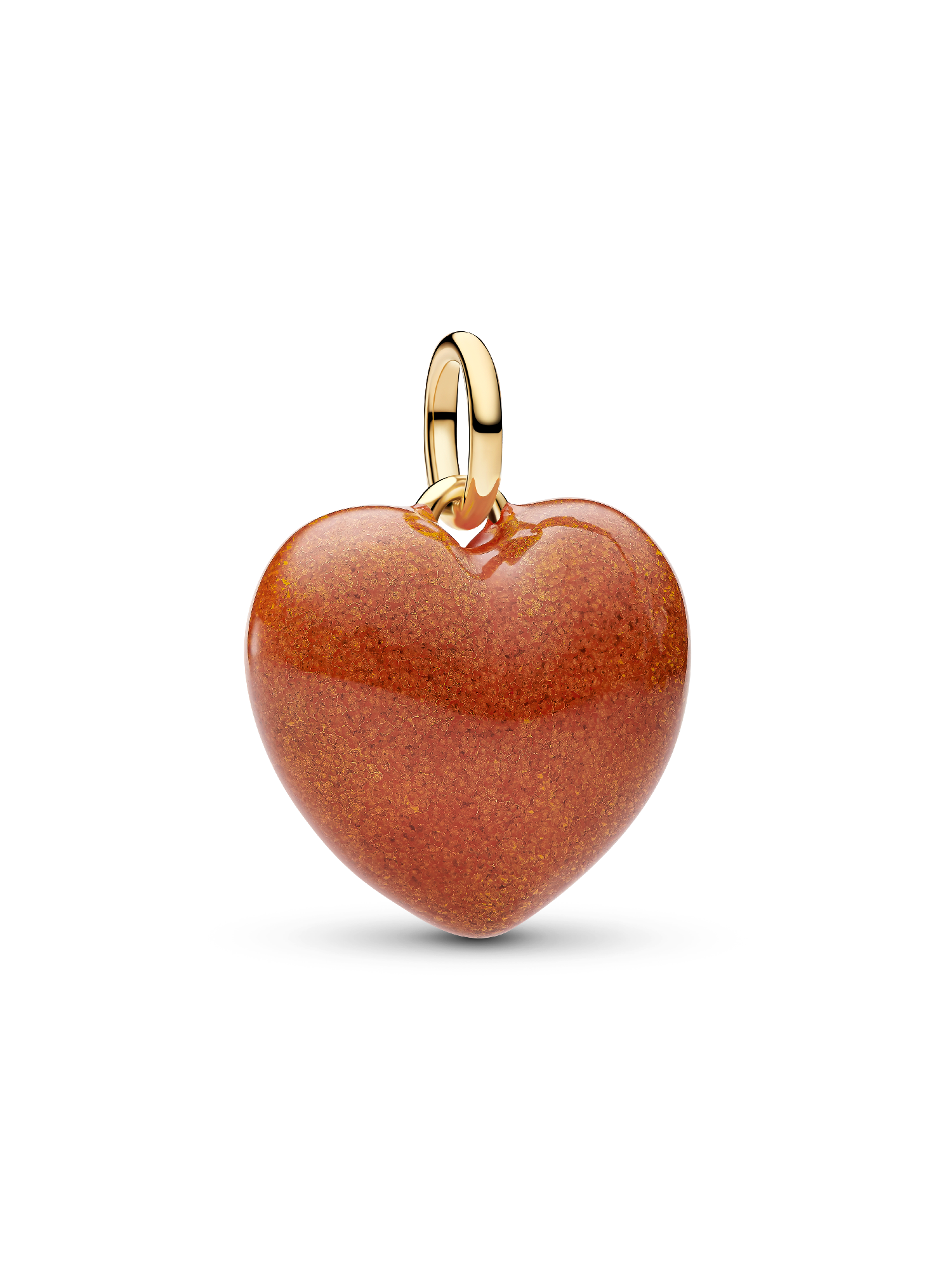 Charm Pendente de Coração Curvo Laranja
