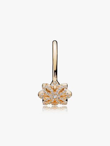 Anel Renda botânica, Zircônia Cúbica Transparente e ouro 14k