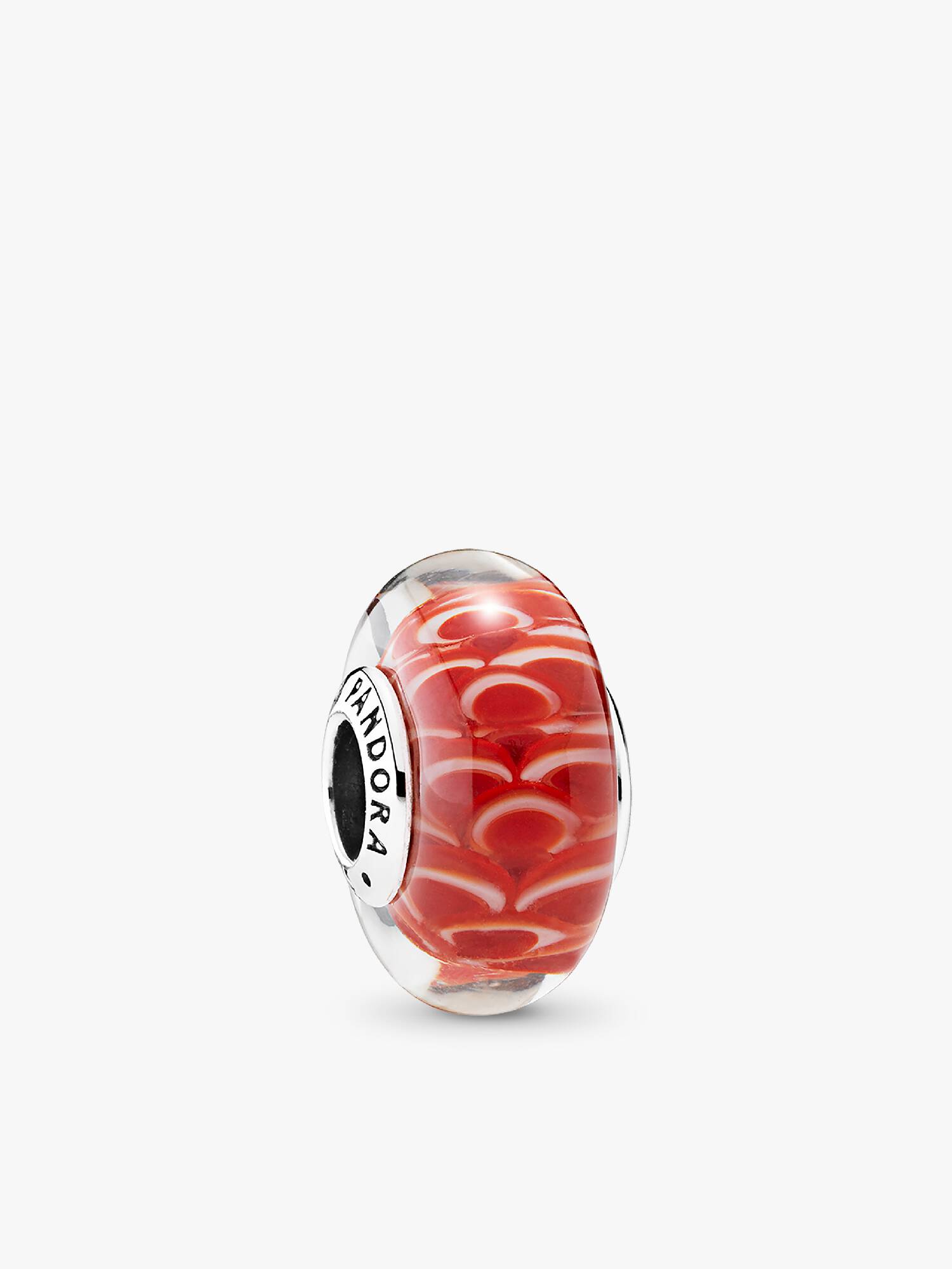 Koinobori silver charm with white, red and transparent Murano glass