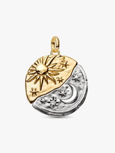 Charm Medalhão Maxi Lua e Sol em Dois Tons