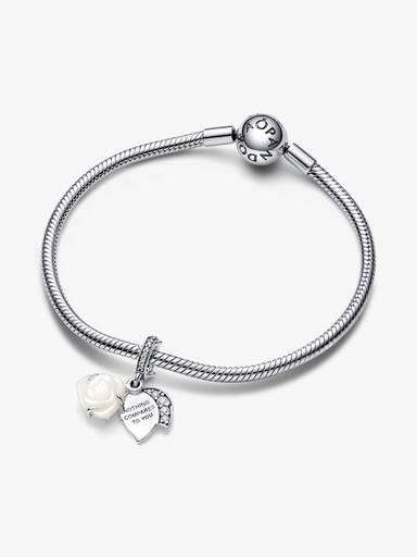 Charm Duplo Rosa Branca em Flor