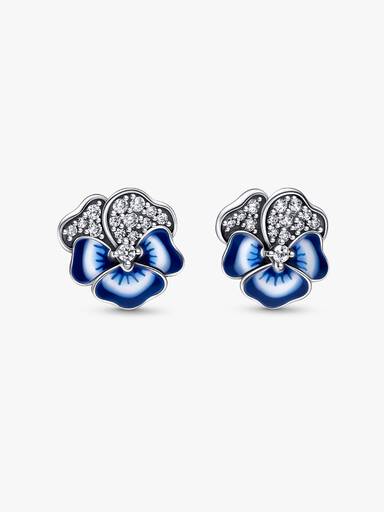 Brincos de Flor Pensamento Azul