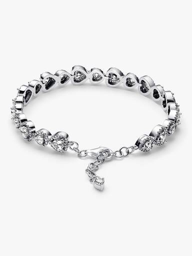 Bracelete Fileira de Corações Brilhantes