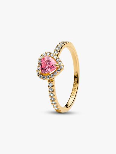 Anel Coração Rosa Elevado