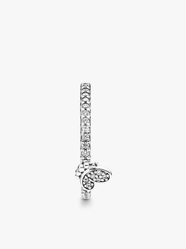 Butterfly silver ring with clear cubic zirconia