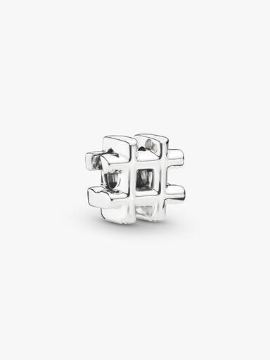 Hashtag silver charm