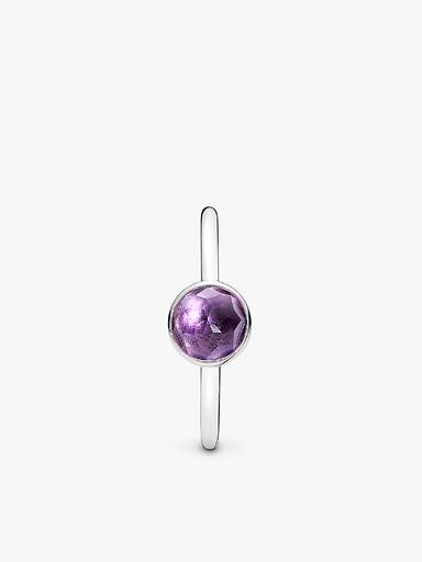 Anel February Droplet, Synthetic Amethyst