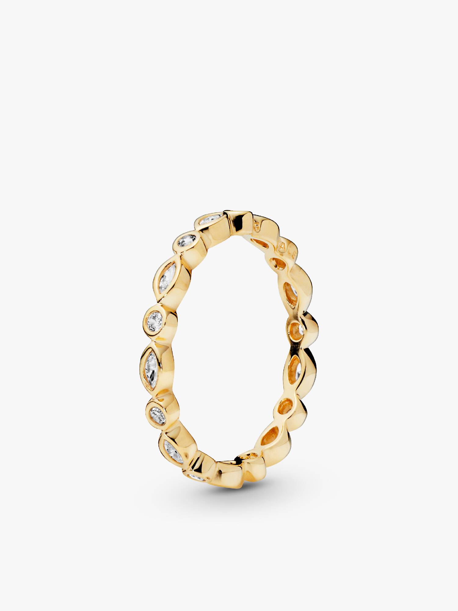Round and oval eternity ring in 14k with clear cubic zirconia