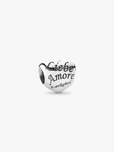 Heart silver charm with LOVE in dif. languages