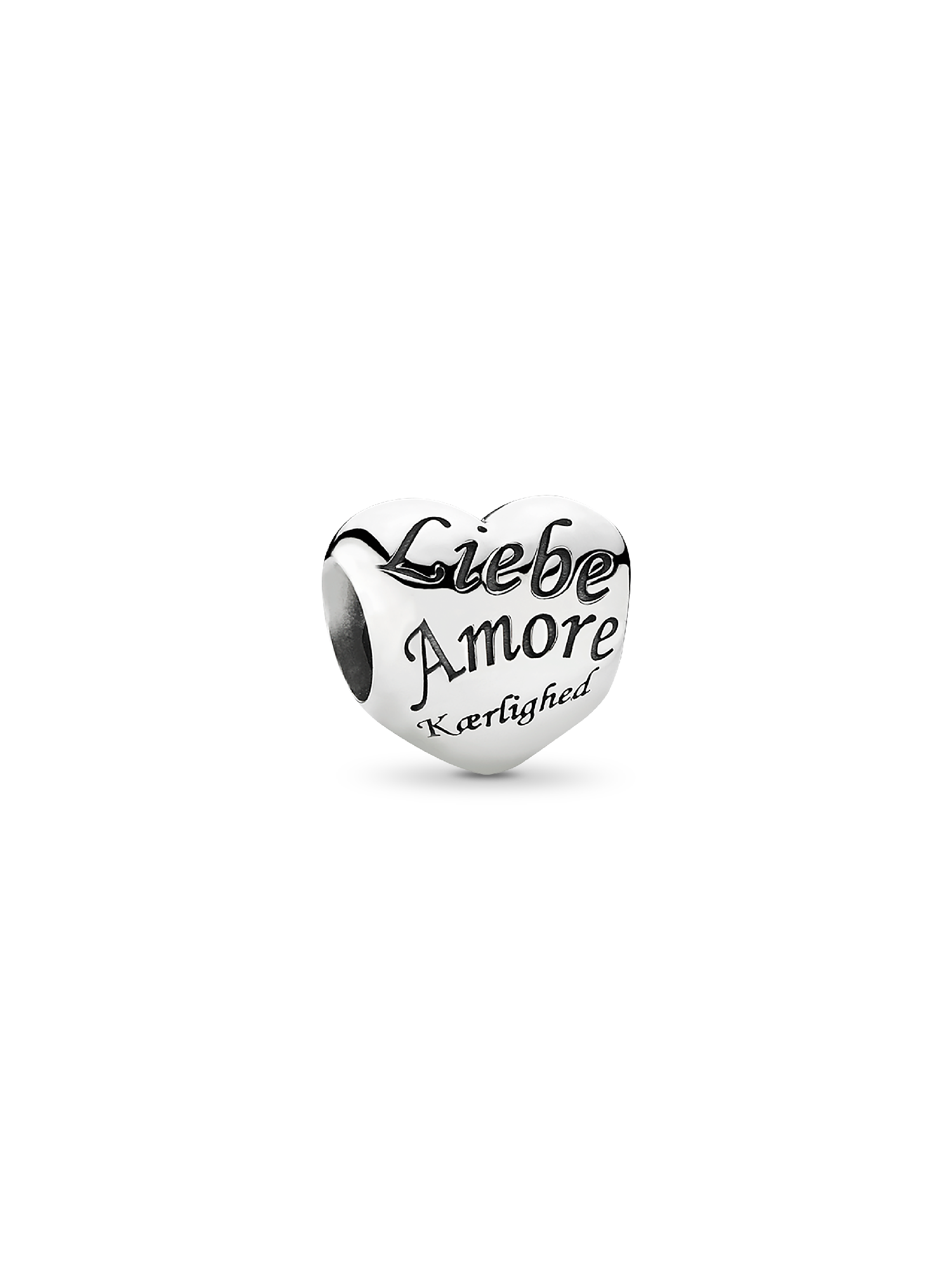 Heart silver charm with LOVE  in dif. languages